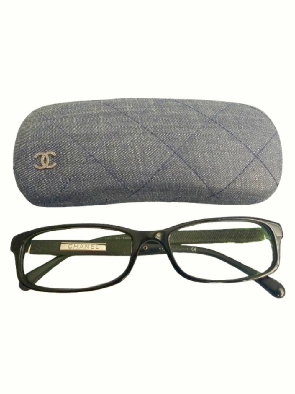 CHANEL 3193 Eyeglasses Black Denim CC Logo 53mm Rectangular Optical Frames Italy - Picture 12 of 12